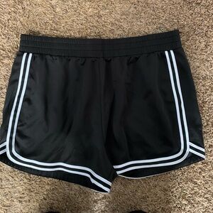 No Boundaries Black Athletic Shorts with White Accents